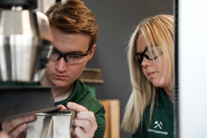 Two students during competition