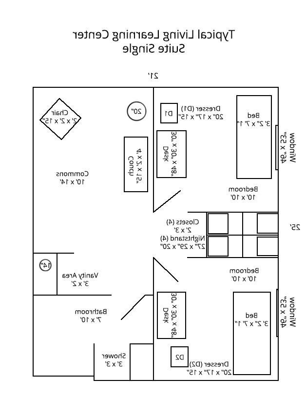 有限责任公司一间单人套房的平面图