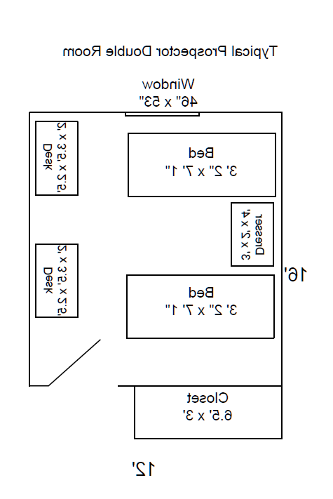 Double Room floor plan in prospector hall